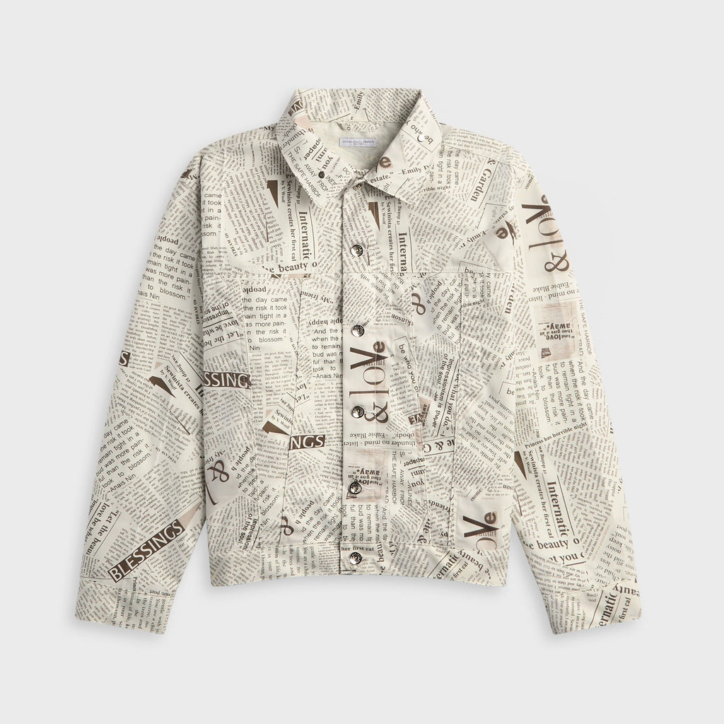 Engineered Garments Newspaper Print Canvas Type 5 Jean Jacket - White