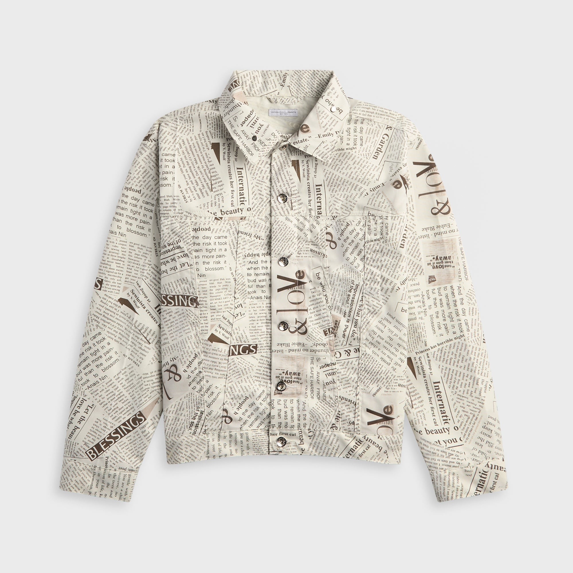 Engineered Garments Newspaper Print Canvas Type 5 Jean Jacket - White