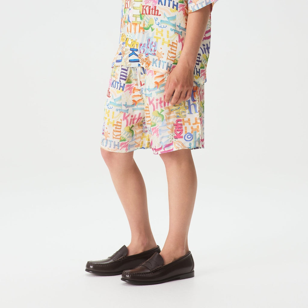 Kith Kids Thompson Camp Sketched Monogram Short - Silk