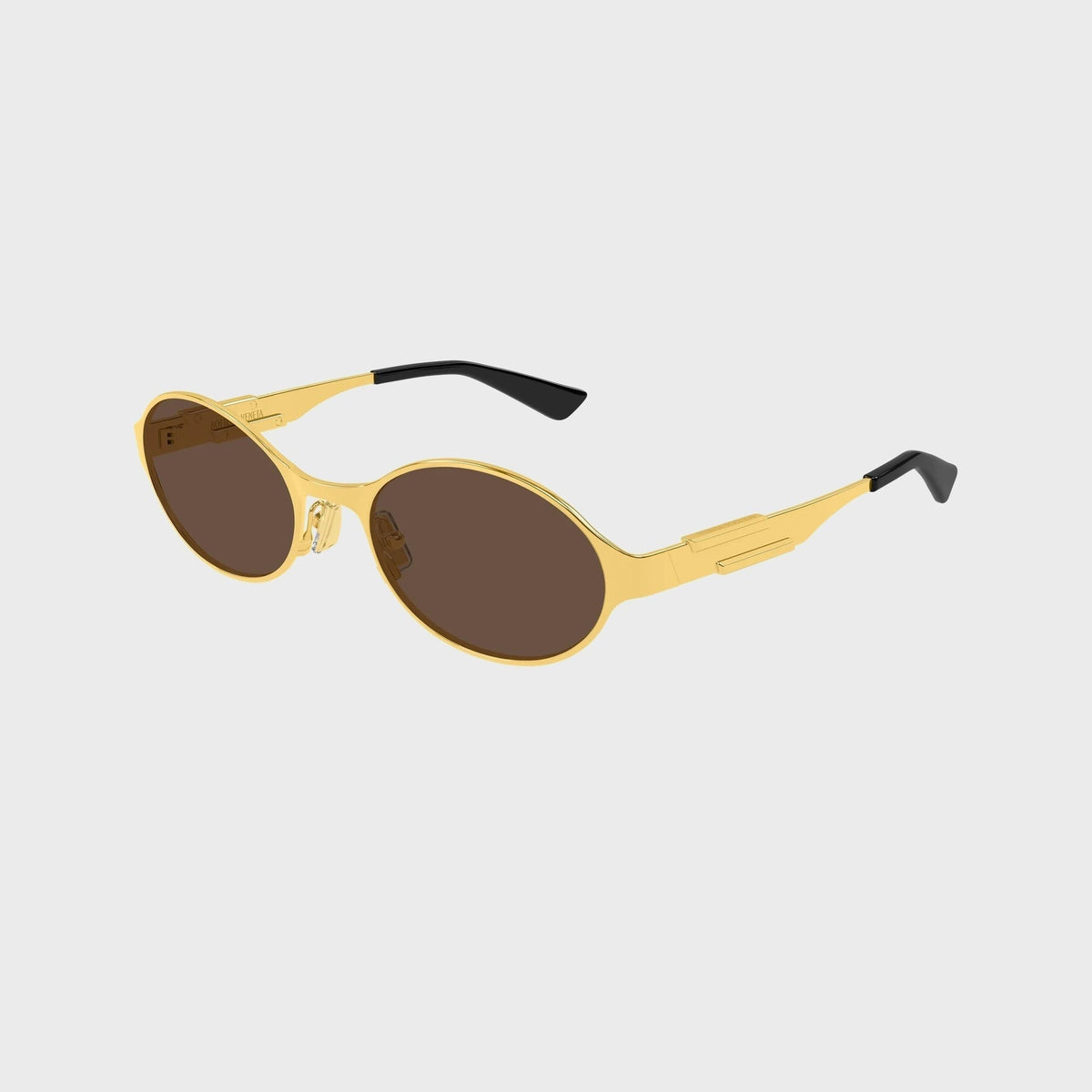 Bottega Veneta Dash Oval Sunglasses - Gold / Brown
