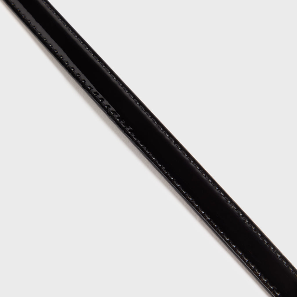 Black Suede Studio Slanted Belt - Black / Gold