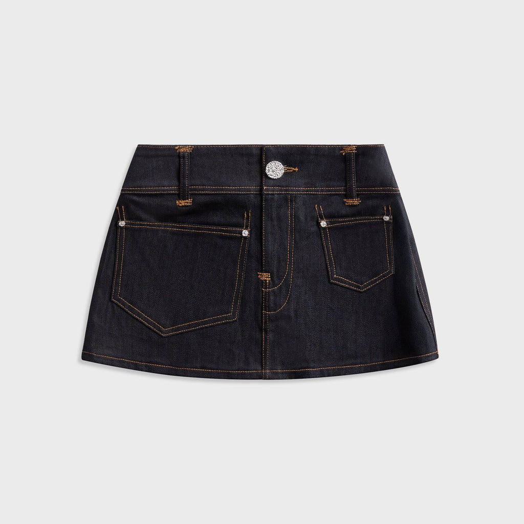 Veneda Carter Low Rise Micro Mini Skirt - Denim