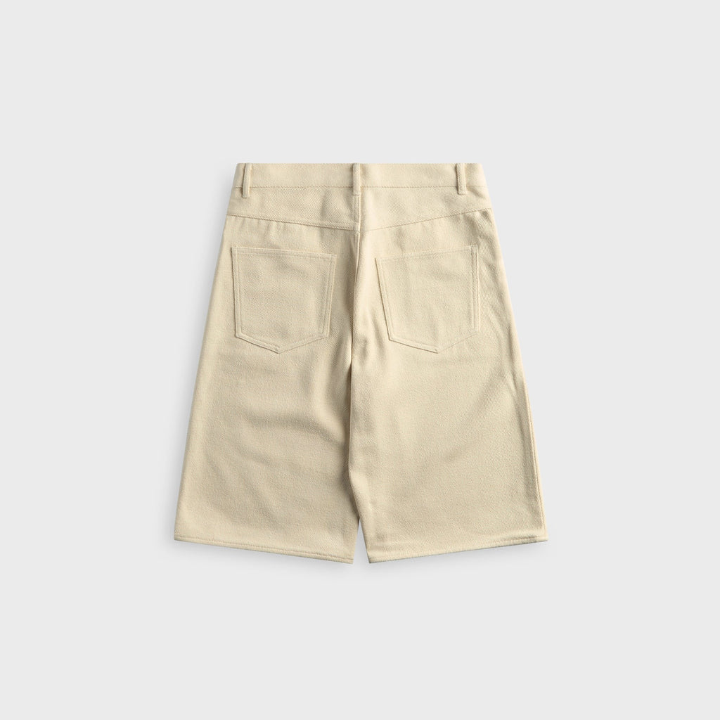Auralee Silk Denim Wide Short - Ivory / White