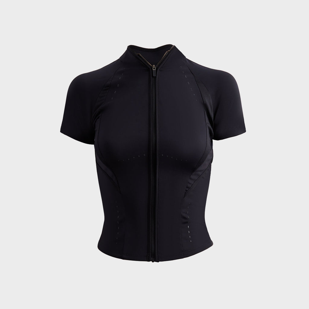 Hyein Seo Slashed Zip Top - Black