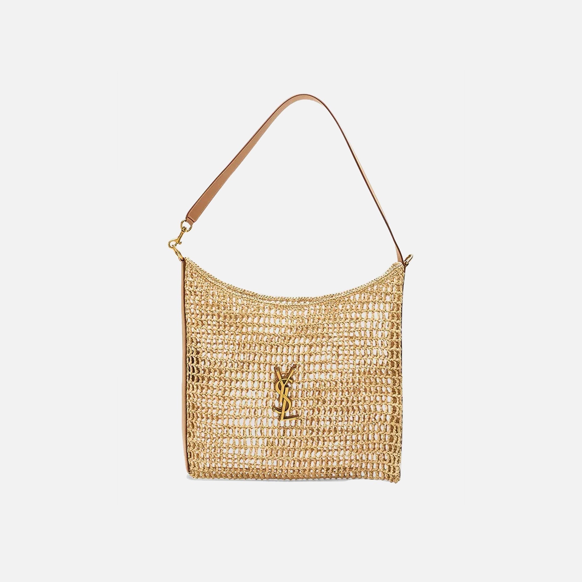 Saint Laurent YSL Cesto Fludio Raffia Tote - Natural