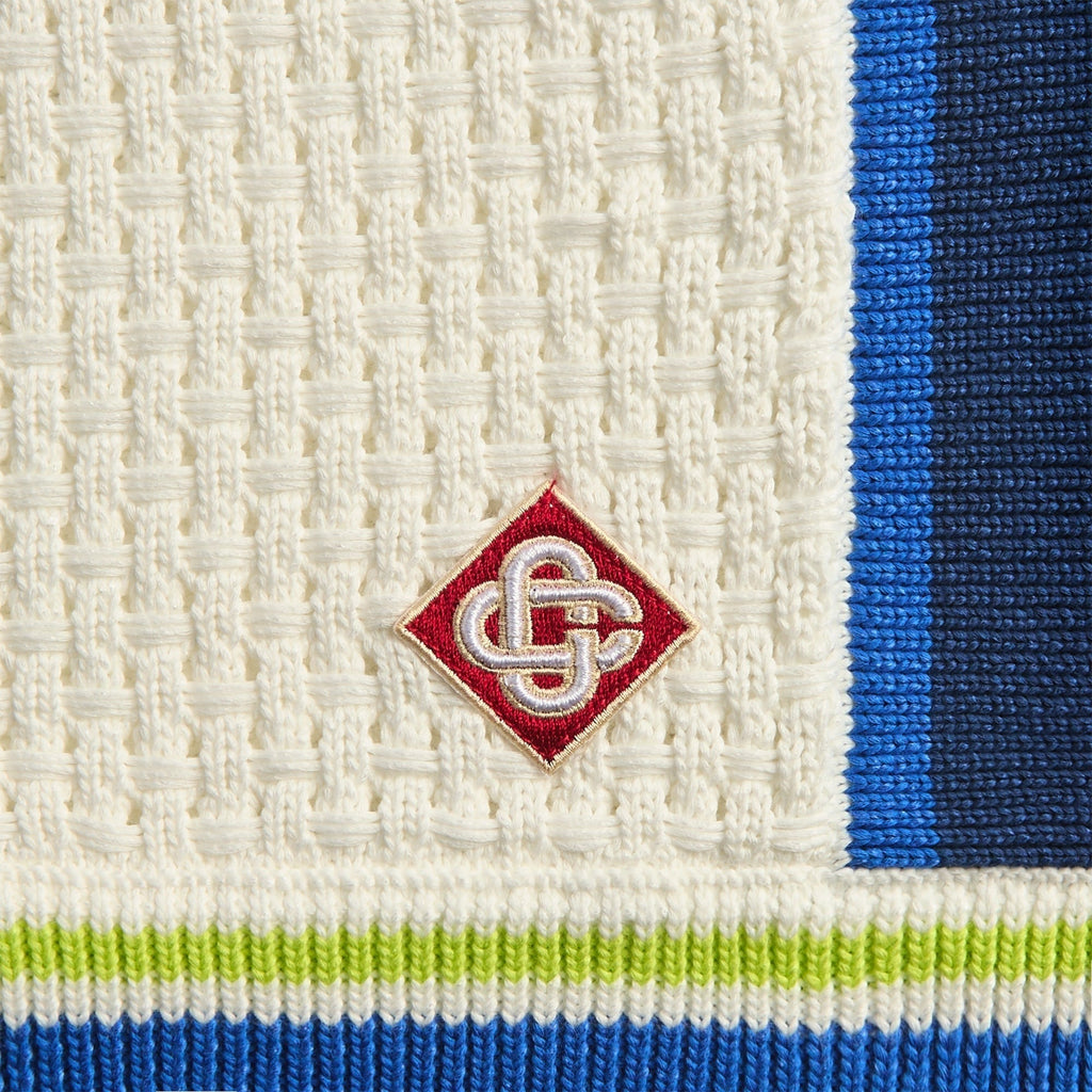 Casablanca Side-Stripe Crochet Short - White / Blue