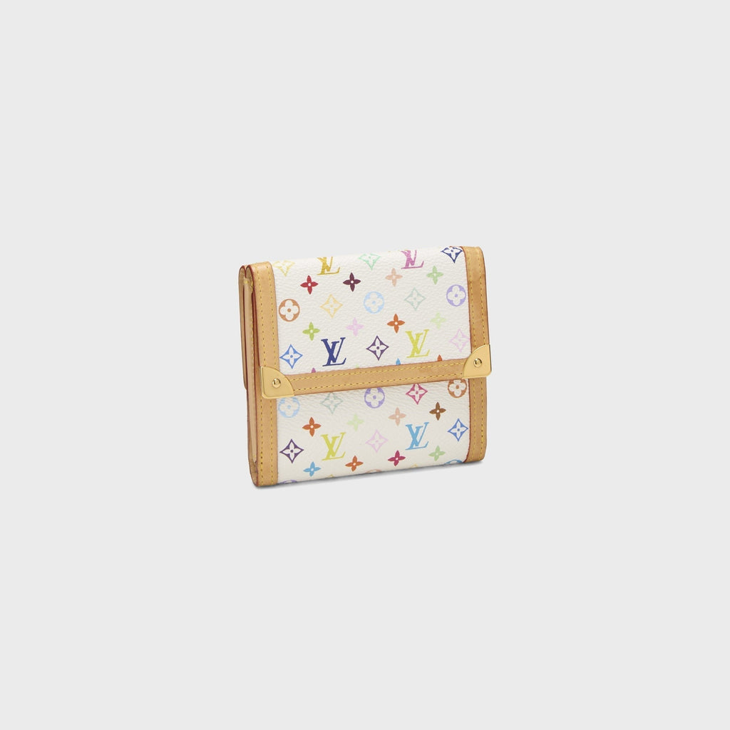 WGACA Louis Vuitton Monogram Multicolor Porte-Monnaie Flat Wallet - White / Multi