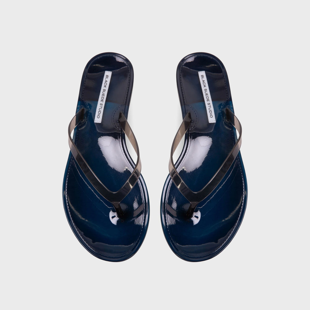 Black Suede Studio Crystal Sandal - Navy / Black PVC