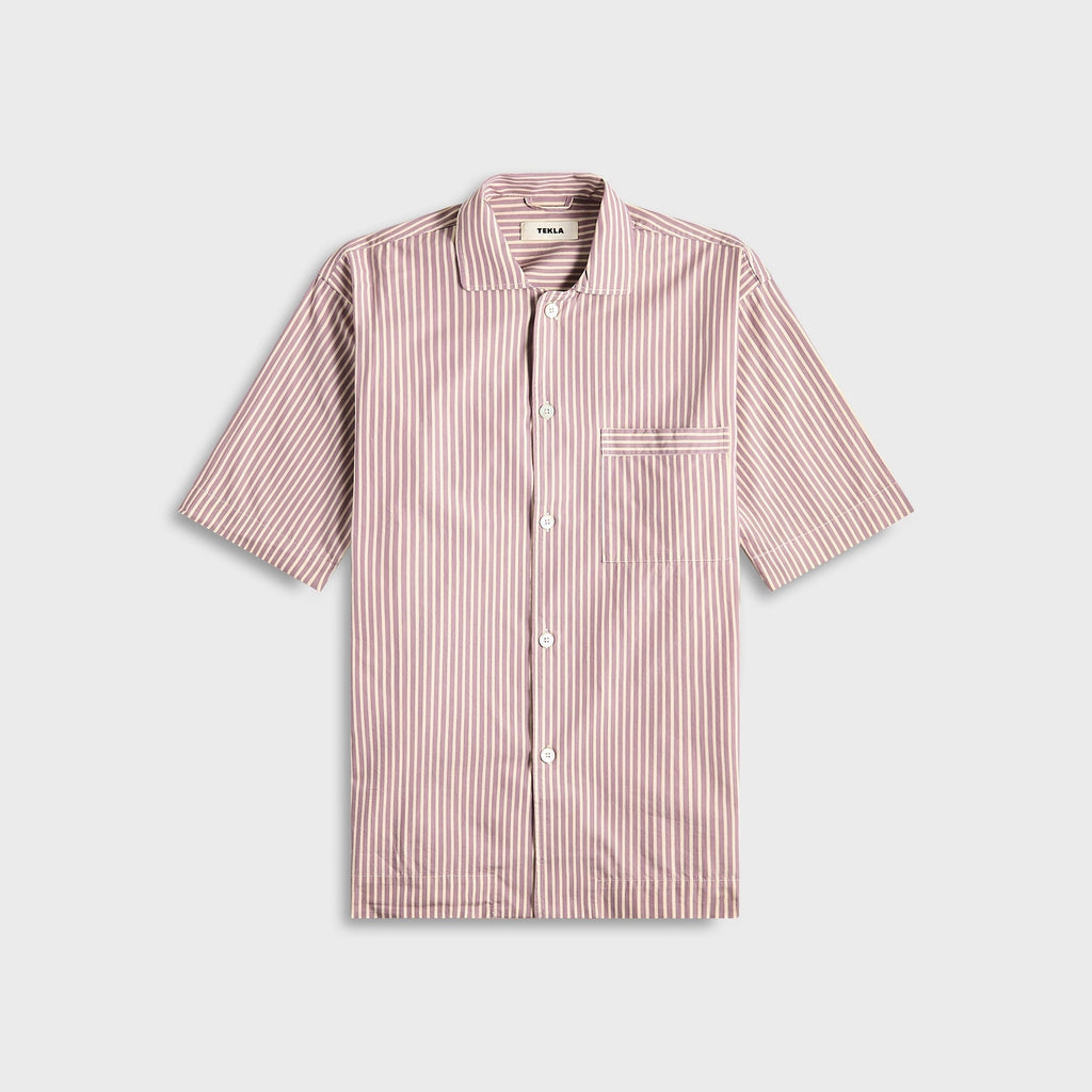 Tekla Poplin Short Sleeve Pyjamas Shirt - Skipper Stripes