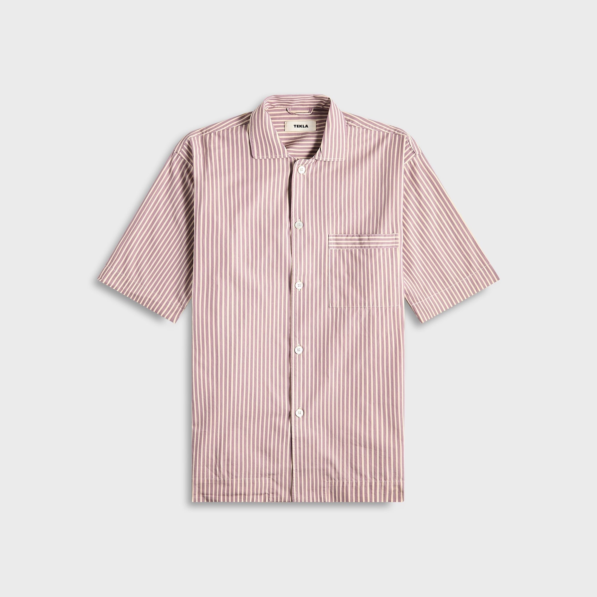 Tekla Poplin Short Sleeve Pyjamas Shirt - Skipper Stripes