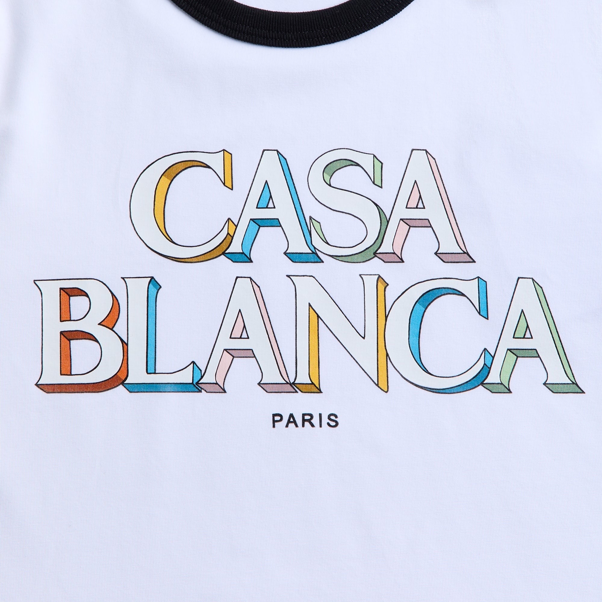 Casablanca Stacked Logo Cropped Baby Short Sleeve Tee - White