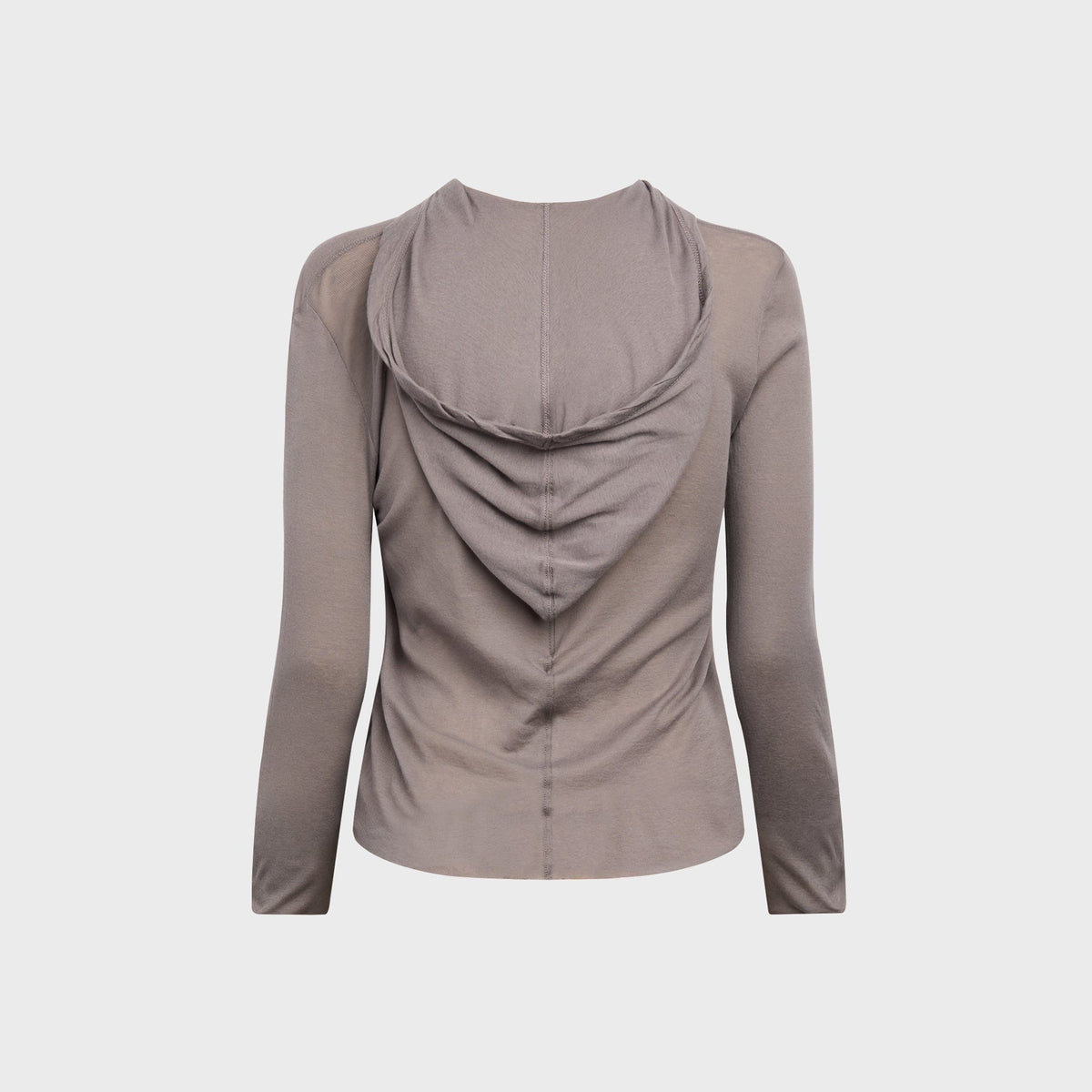 Rick Owens Cropped Hooded Rib Long Sleeve Tee - Steel