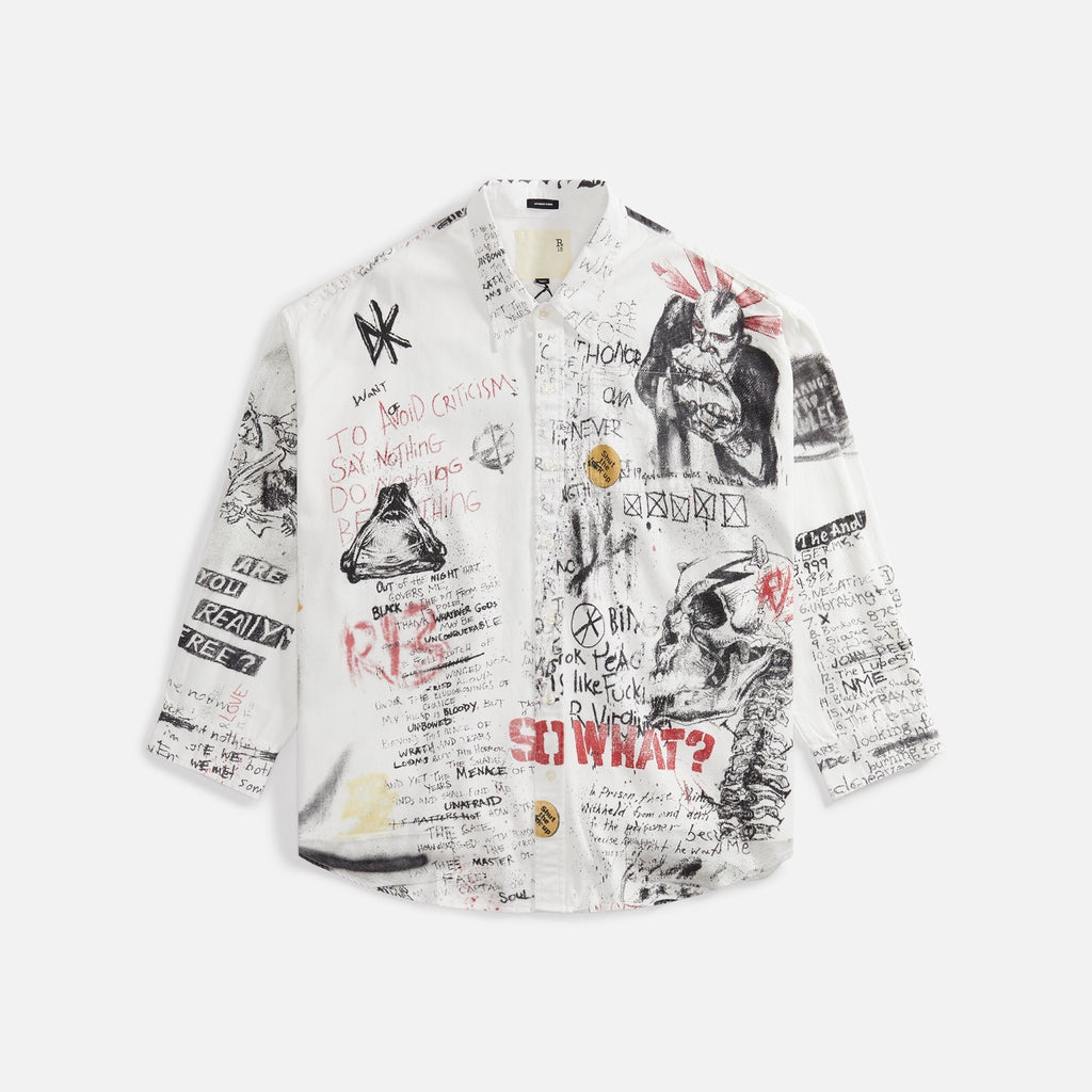 R13 Drop Neck Shirt - Doodles On White