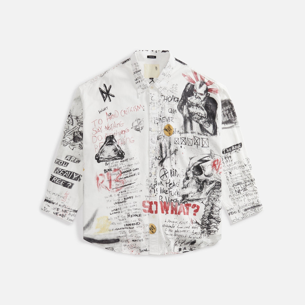 R13 Drop Neck Shirt - Doodles On White
