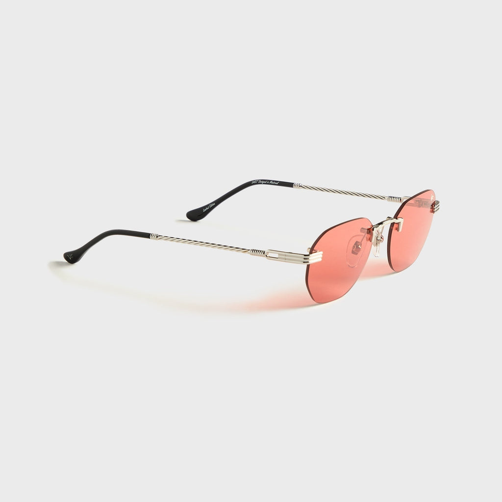 Vintage Frames Detroit Player Rimless Drill Mount 24KT White Gold Sunglasses - Burnt Orange