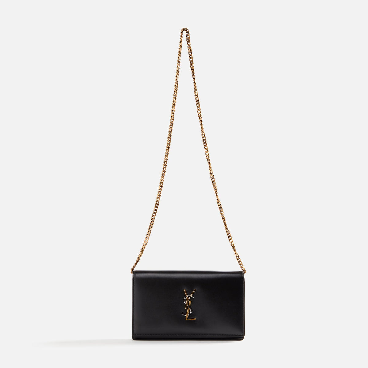 Saint Laurent YSL Tricolor Hardware Chain Wallet - Nero