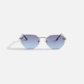 Vintage Frames Detroit Player Drill Mount 24Kt White Gold Sunglasses - Grape Blue