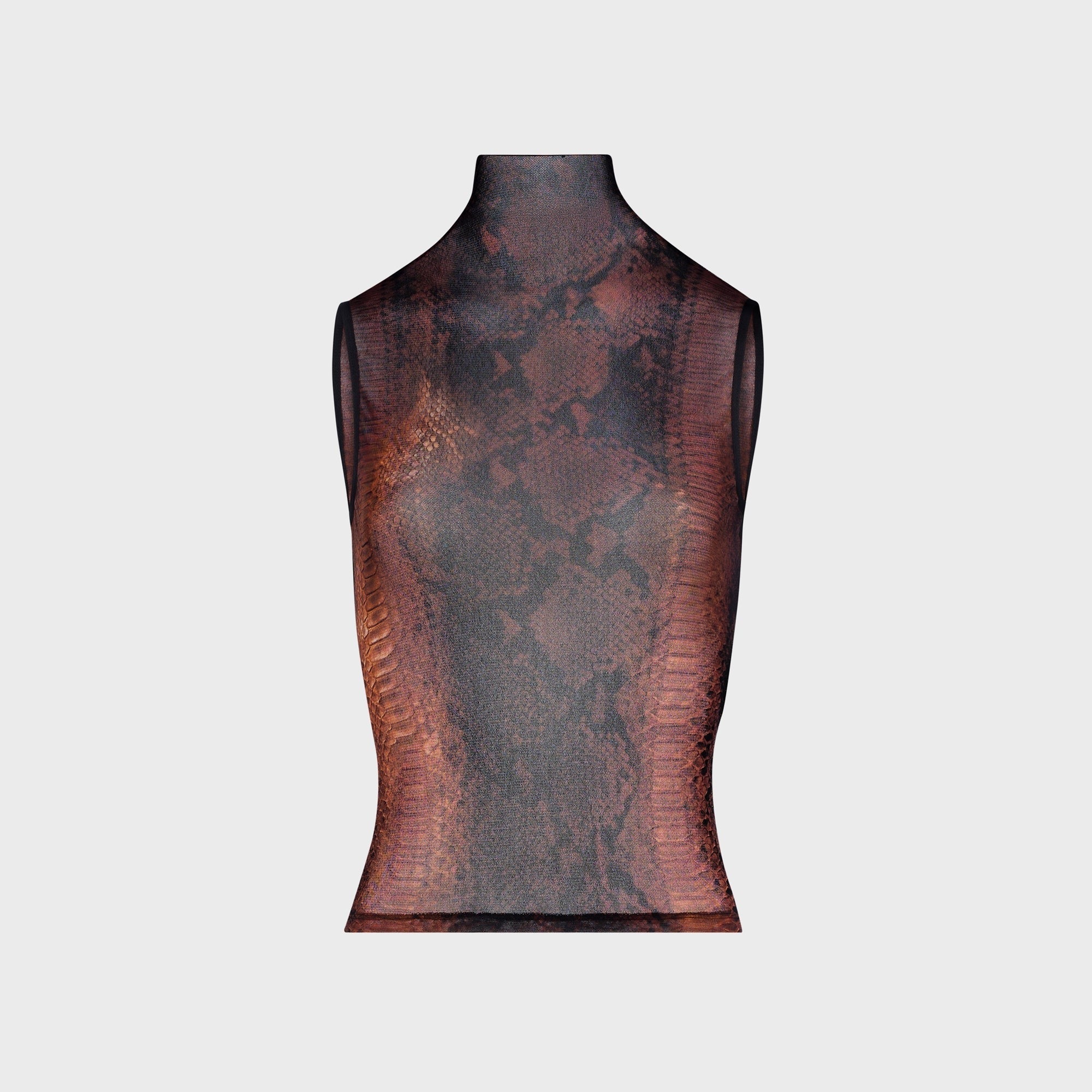 Jean Paul Gaultier Mesh High Neck Tank Top - Printed Python