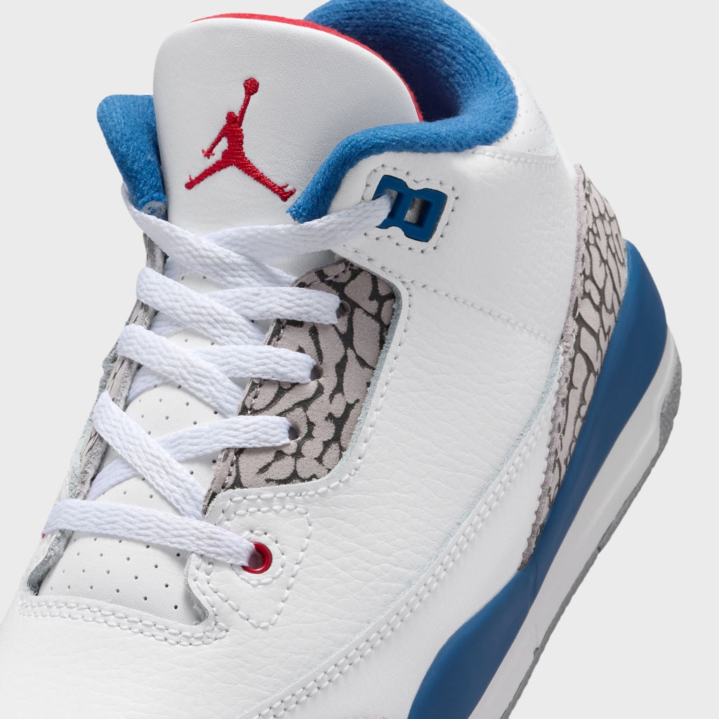Jordan PS Jordan 3 Retro - White / True Blue / Cement Grey / Fire Red
