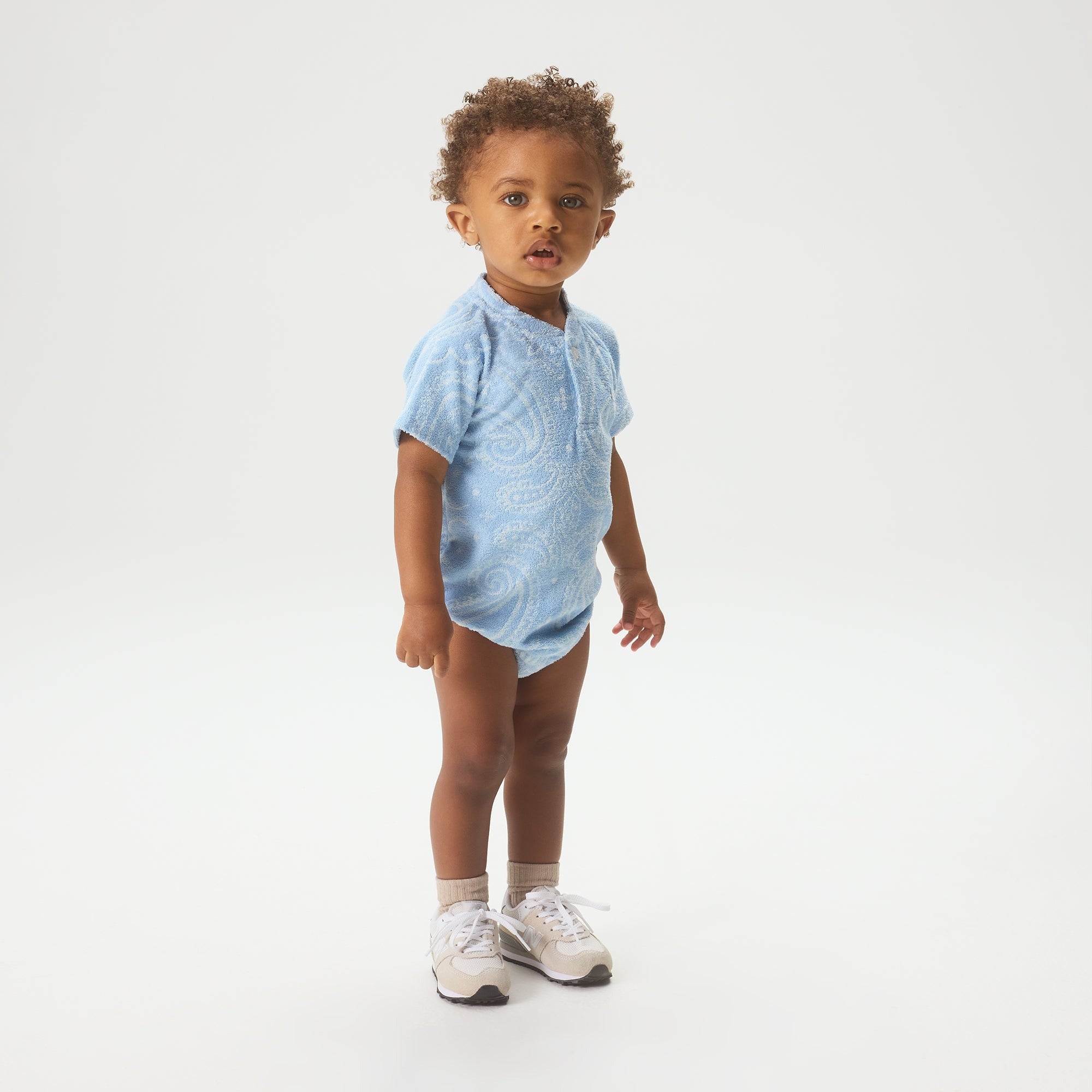 Kith Baby Paisley Jacquard Henley Romper Box Set - Serene