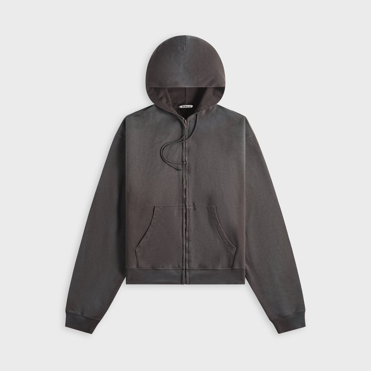 Auralee Product Dyed Pima Light Sweat Zip Parka - Ink Black