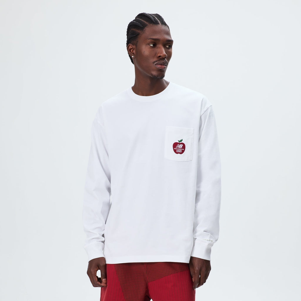 Kith & New Balance NY Woodblock Long Sleeve Pocket Tee - White