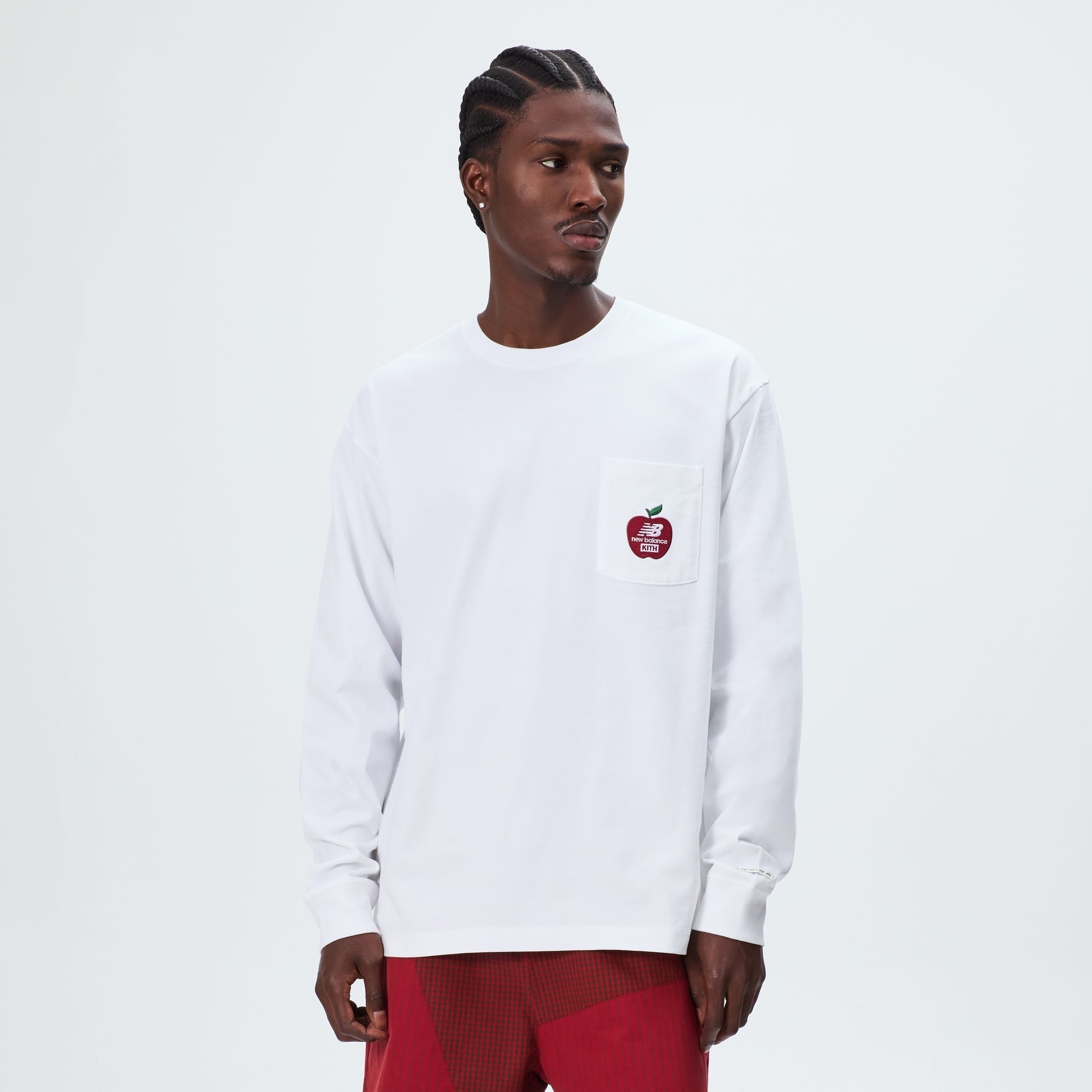 Kith & New Balance NY Woodblock Long Sleeve Pocket Tee - White