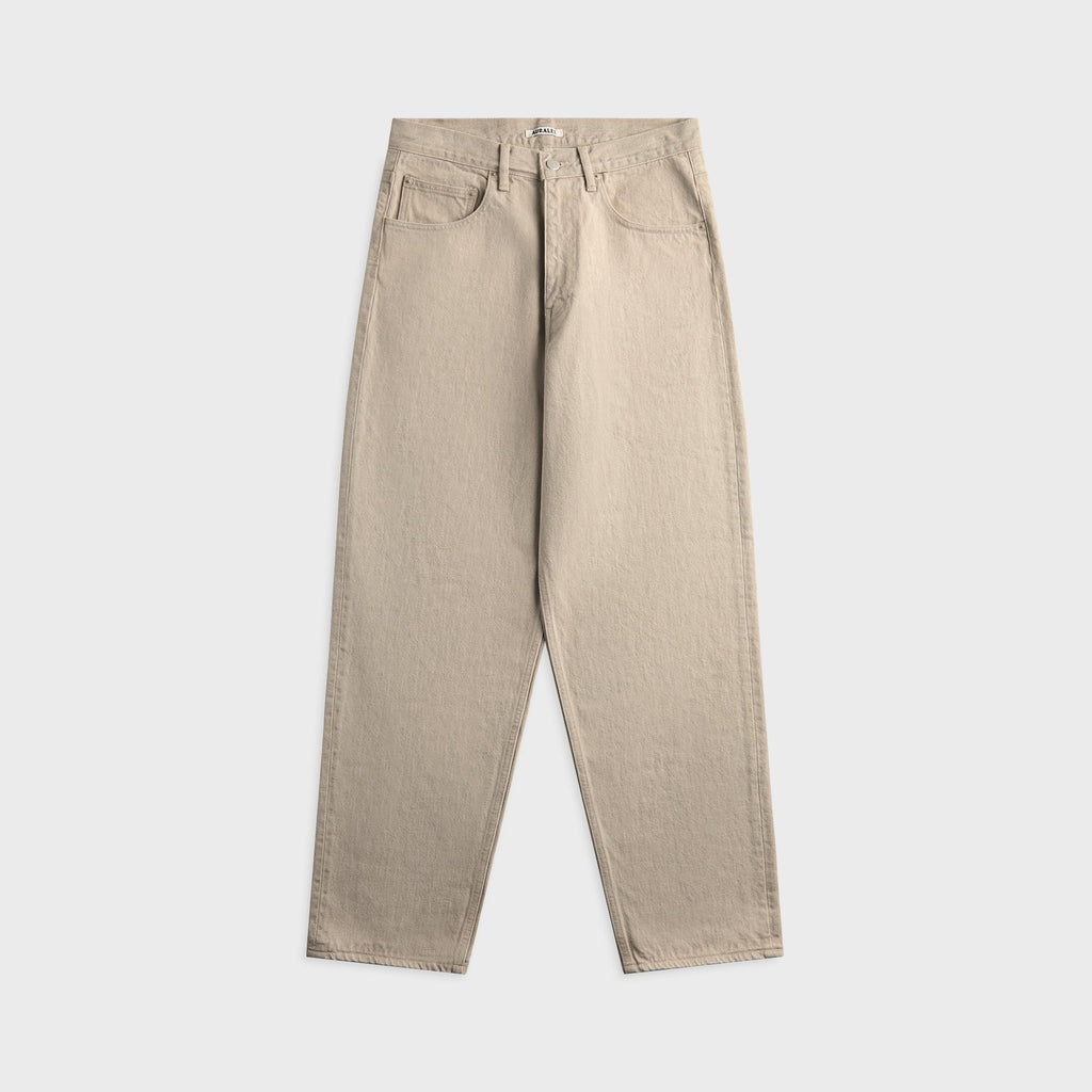 Auralee Wide Leg Twist Brown Cotton Jean - Light Gray