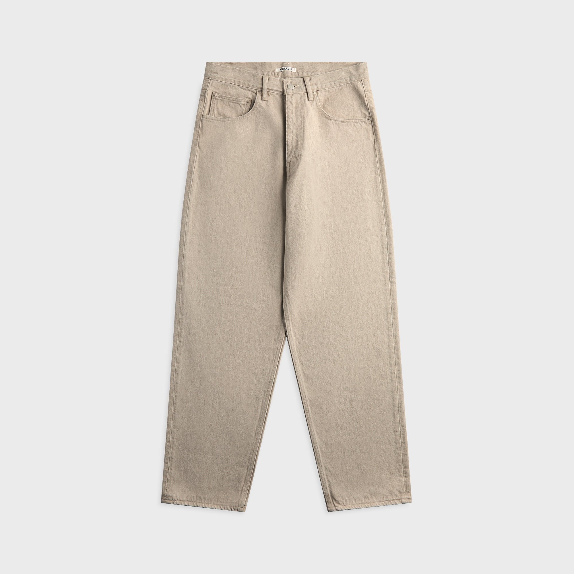 Auralee Wide Leg Twist Brown Cotton Jean - Light Gray