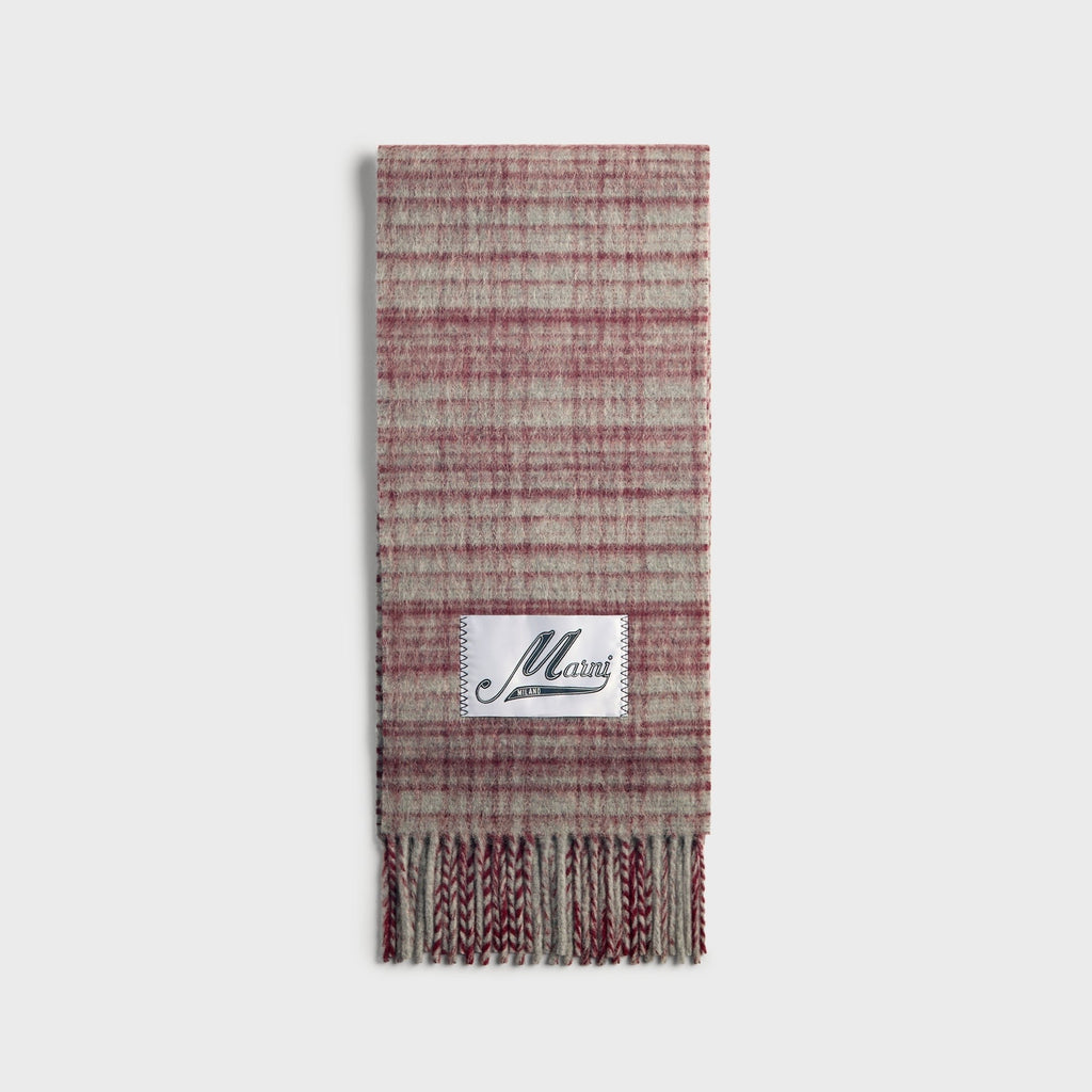 Marni Red Checked Wool Mohair Scarf - Brandy