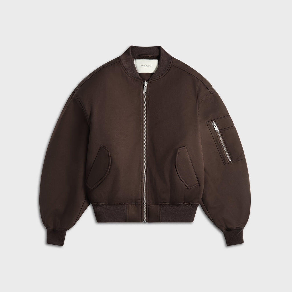 Entire Studios Cropped Broad Bomber Suiting - Dark Brown