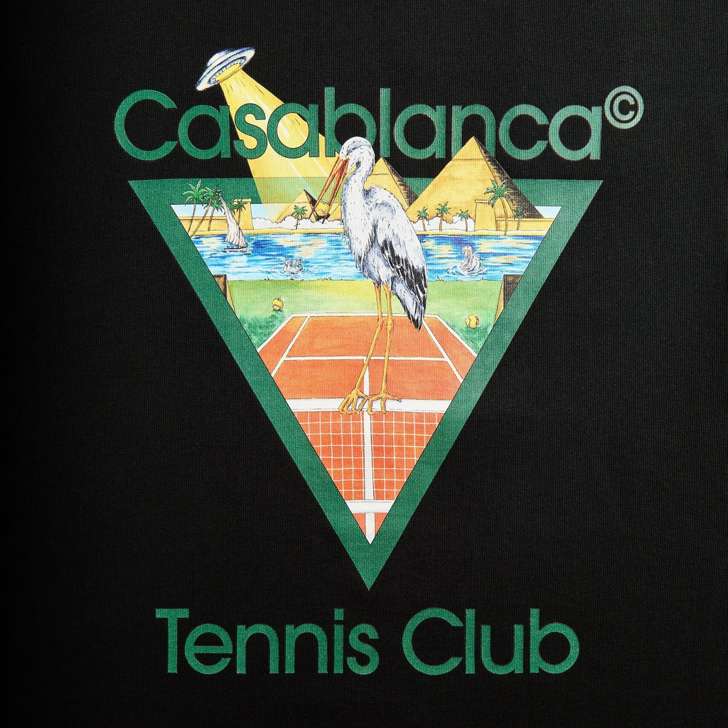 Casablanca Tennis Club Icon Pyramid Abduction Short Sleeve Tee - Black
