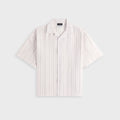 Willy Chavarria Camp Collar Short Sleeve Shirt - White / Black Stripe