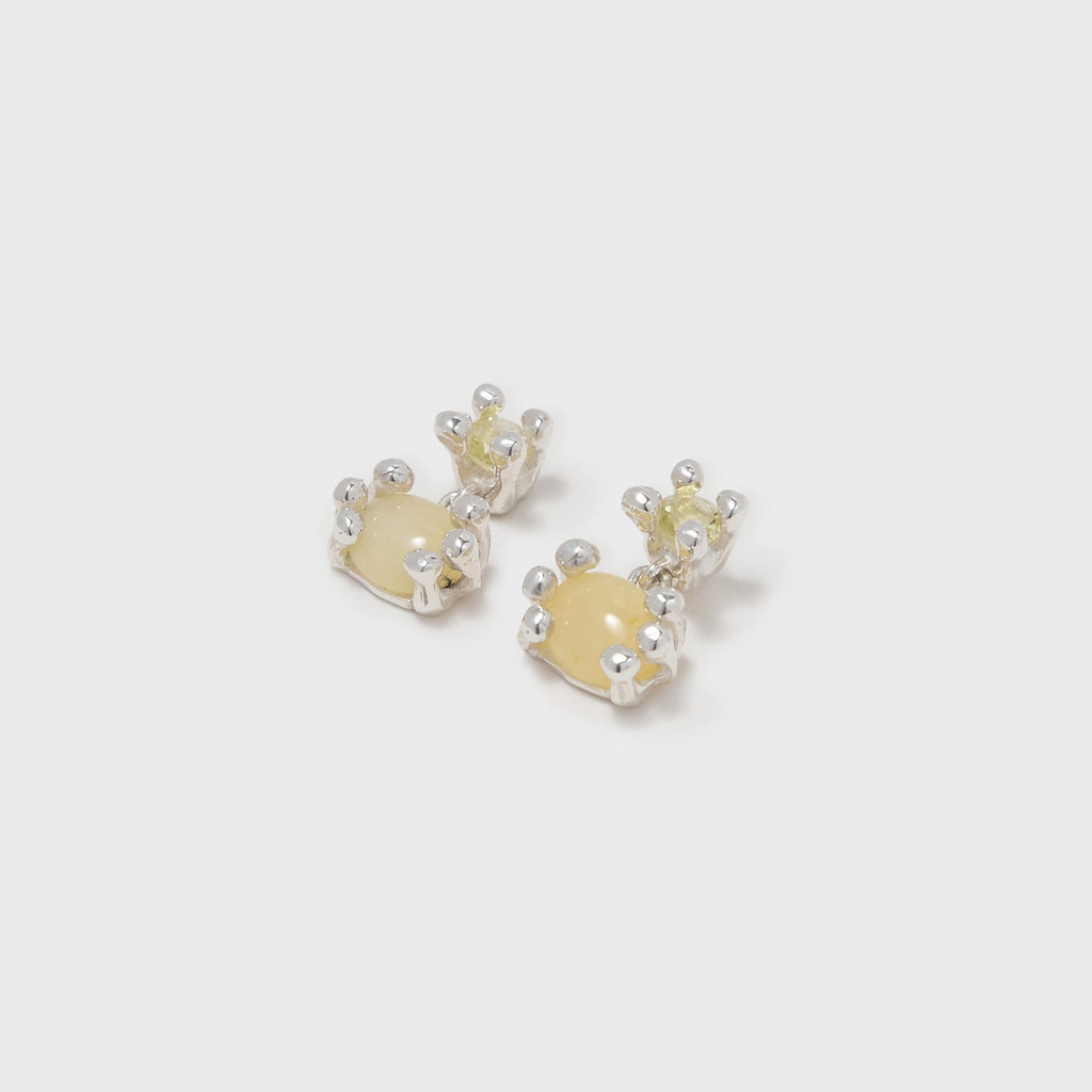 Faris Dotto Bug Drop Earrings - Silver / Pineapple Jasper