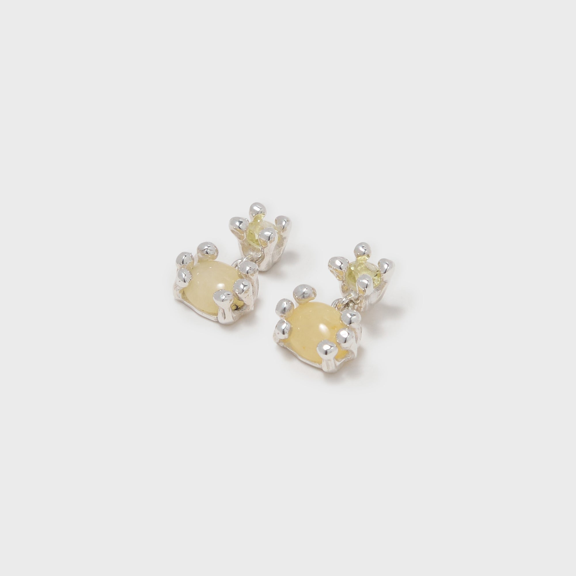 Faris Dotto Bug Drop Earrings - Silver / Pineapple Jasper