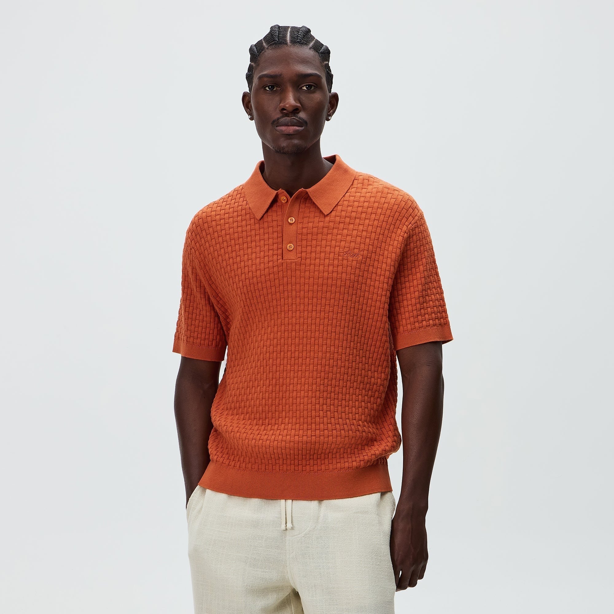 Kith Basket Weave Tilden Polo - Clementine