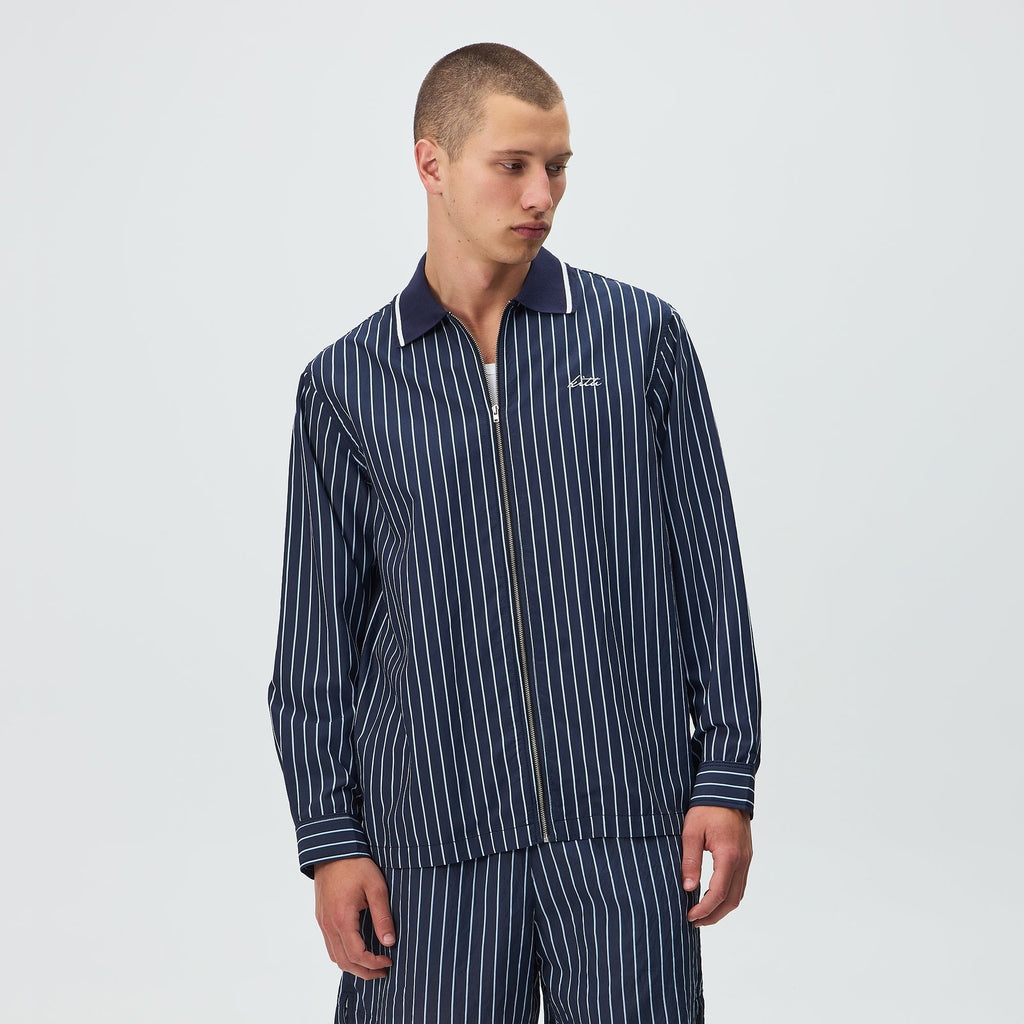 Kith Striped Poplin Long Sleeve Thompson Zip Front Shirt - Blend