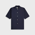 Tekla Poplin Pyjamas Short Sleeve Shirt - True Navy