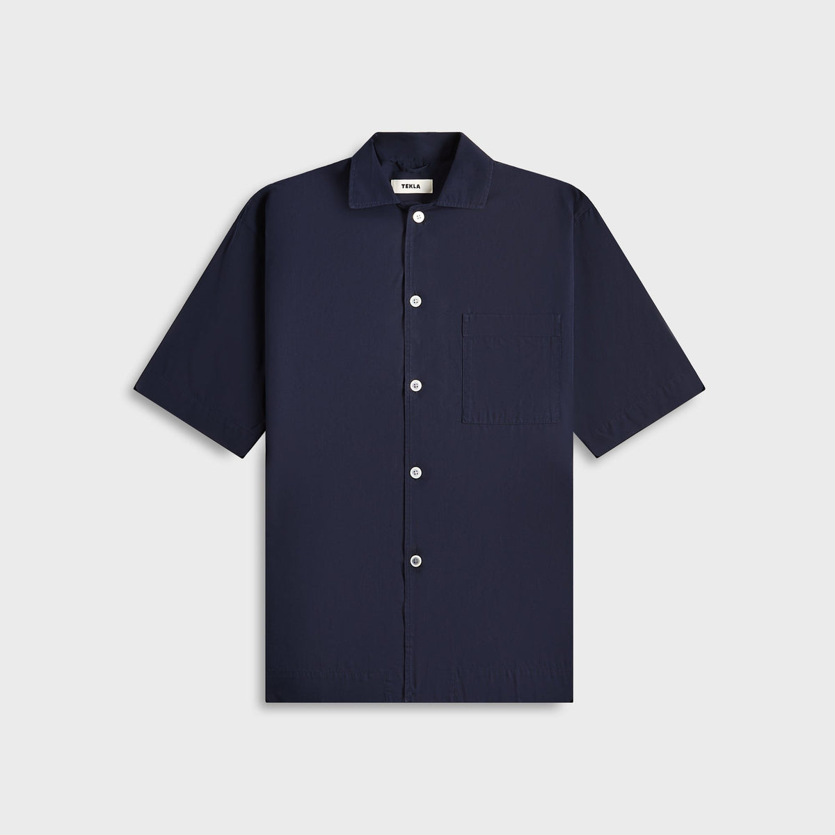 Tekla Poplin Pyjamas Short Sleeve Shirt - True Navy