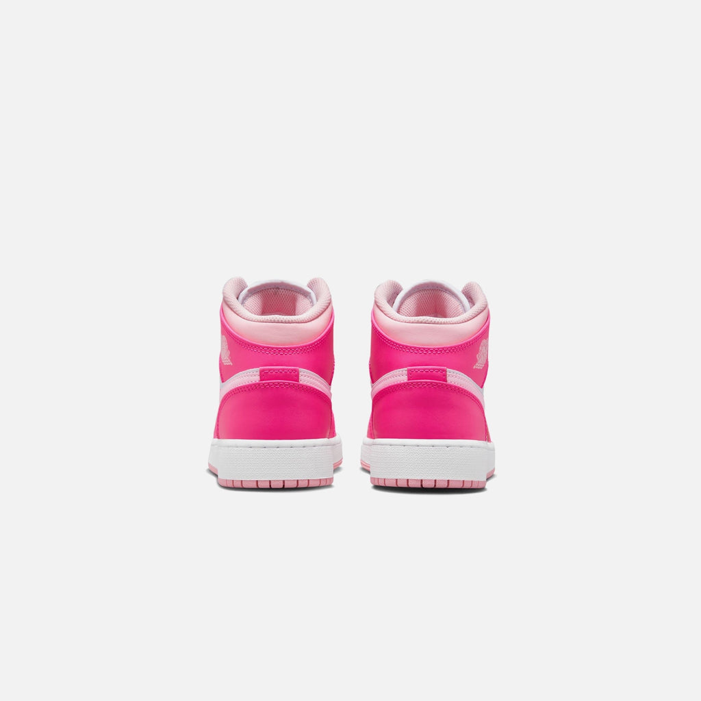 Nike Grade School Air Jordan 1 Mid - White / Med Soft Pink / Fierce Pink