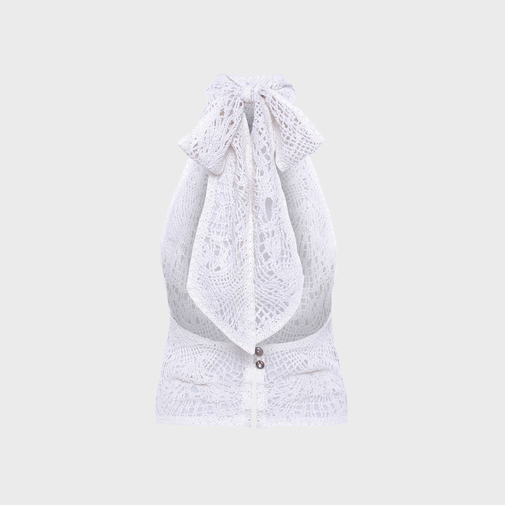 Siedres Indy Halterneck Crocheted Top - Off-white