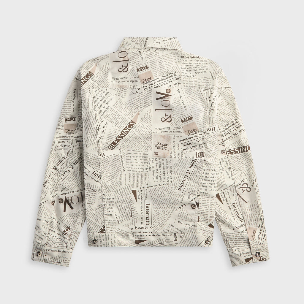 Engineered Garments Newspaper Print Canvas Type 5 Jean Jacket - White