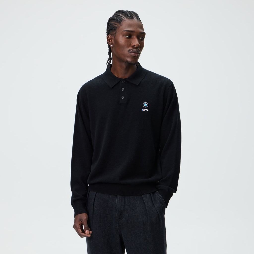 Kith for BMW Long Sleeve Cashmere Tilden Pullover - Black