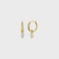 Isa Grutman Marquise Diamond Charm Pave Huggie Hoops - Yellow Gold