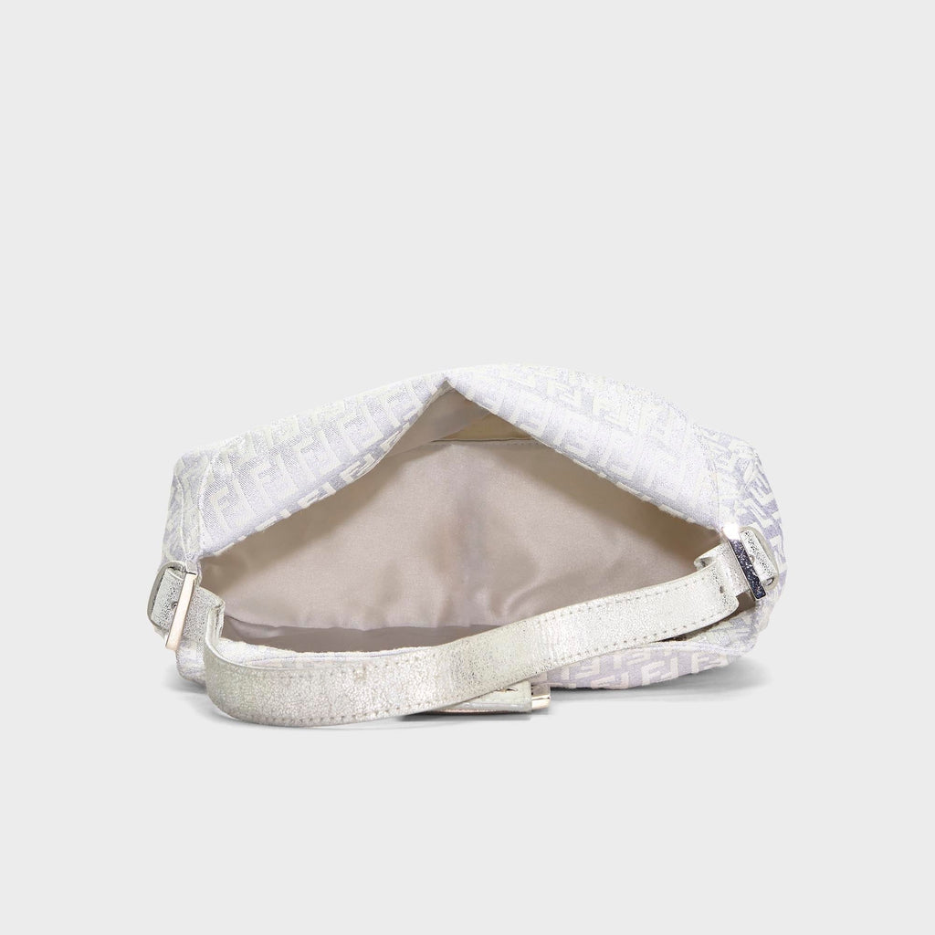 WGACA Fendi Zucchino Canvas Forever Baguette Bag - Silver