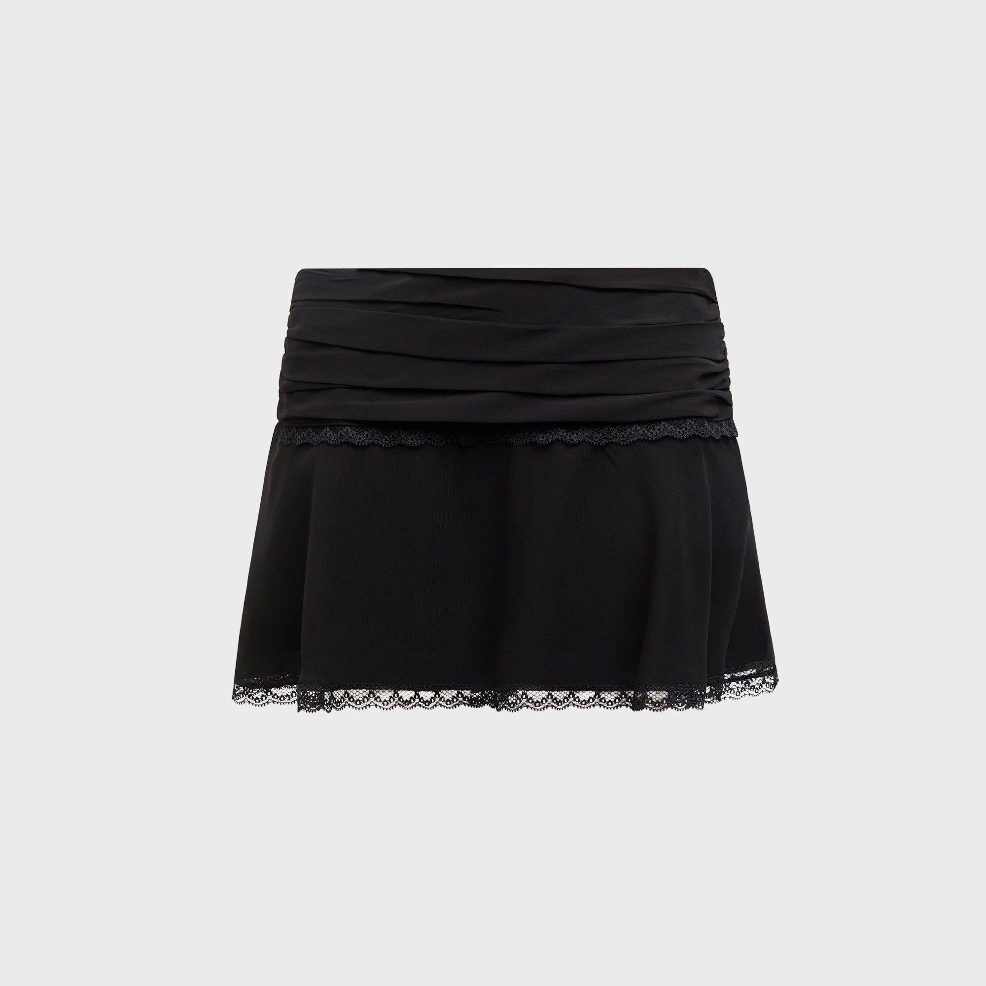 GUIZIO Eda Lace Trim Mini Skirt - Black