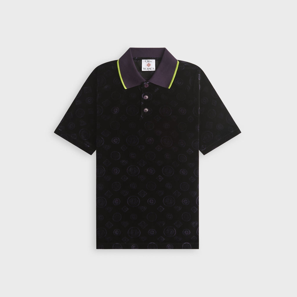 Casablanca Monogram Velour Polo Shirt - Purple