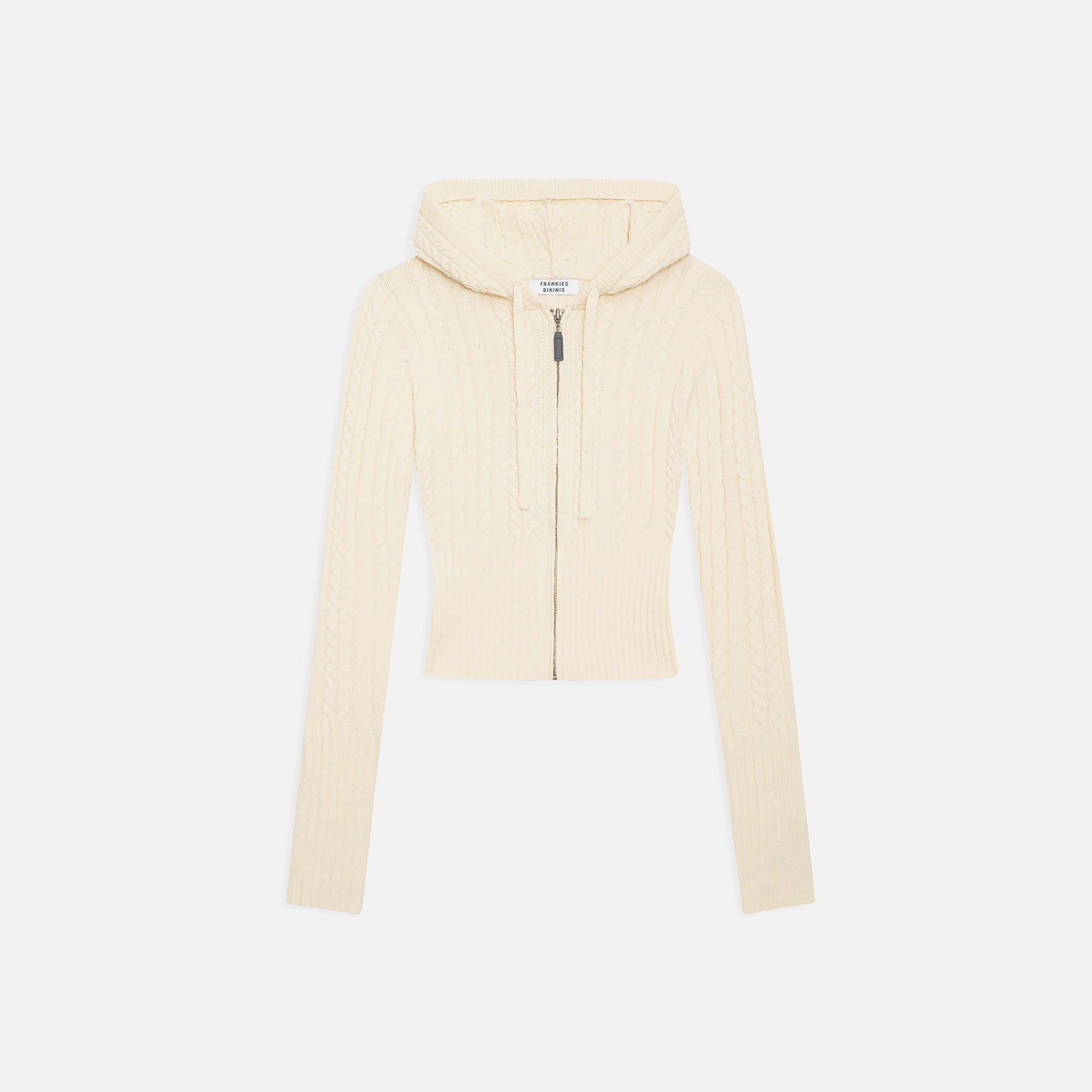 Frankies Bikinis Aimee Cable Knit Hoodie - French Vanilla