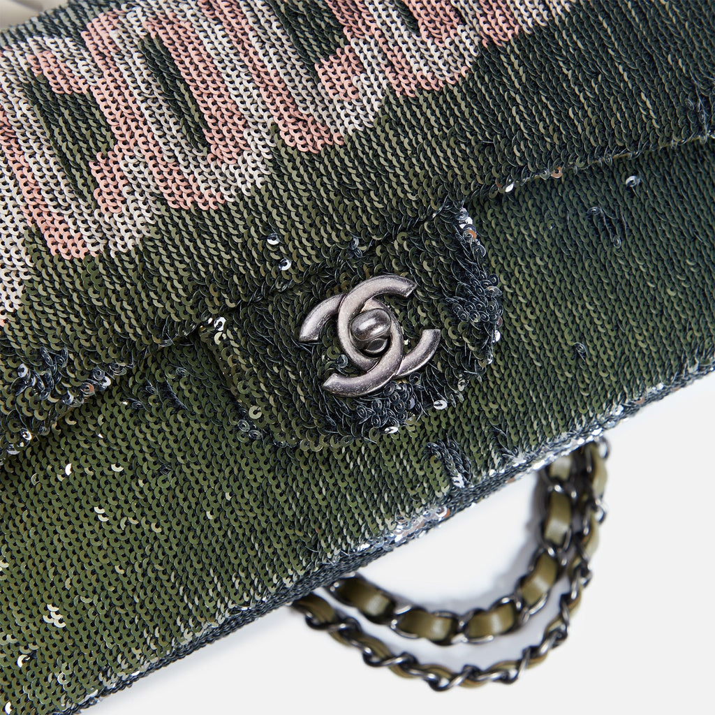 WGACA Chanel Sequin Coco Cuba Flap Bag - Green