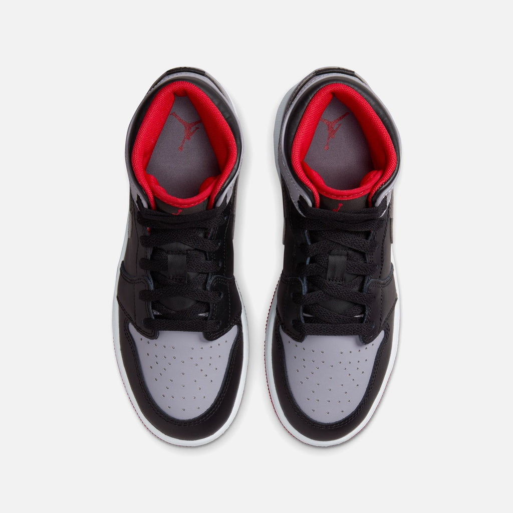 Jordan GS Air Jordan 1 Mid - Black / Cement Grey / Fire Red / White